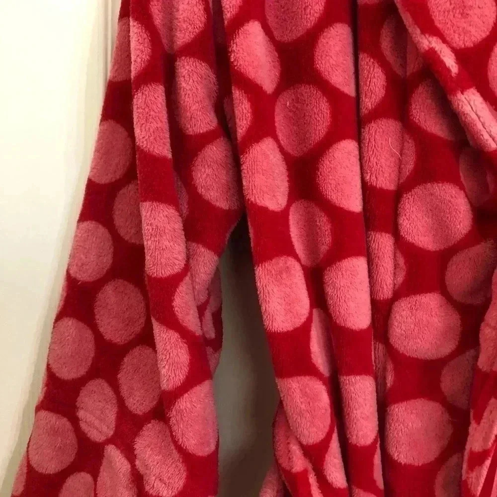 La Senza Fuzzy Pink Polka Dot Bathrobe Size S/MED - Picture 8 of 16